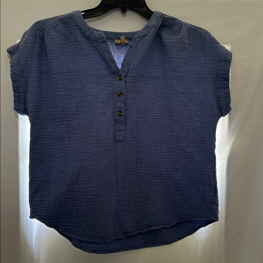 Como Vintage Textured Blue Blouse
